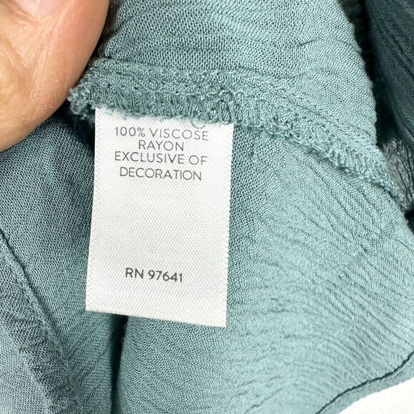 J Jill Embroidered Pintuck Tunic Size 2X New Blue Spruce Boho Crinkle Gauze - Picture 7 of 7